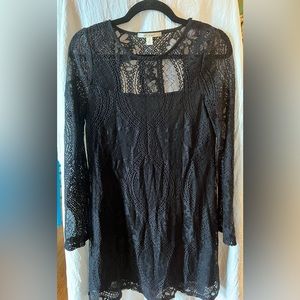 Francesca’s Black Lace Fancy Mini/Midi Dress